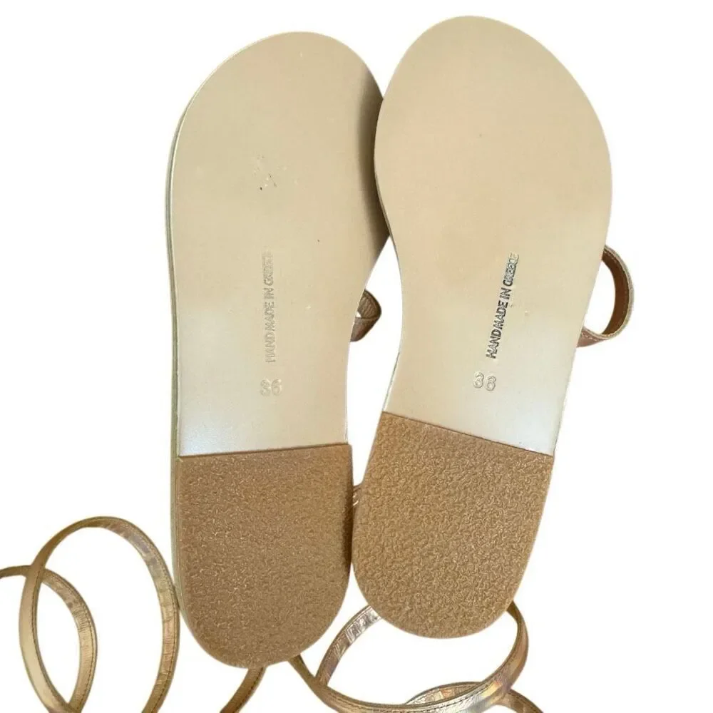 Ancient Greek Sandals Ofis Iridescent Sandal in Rame Rose Gold Size 6 Revolve